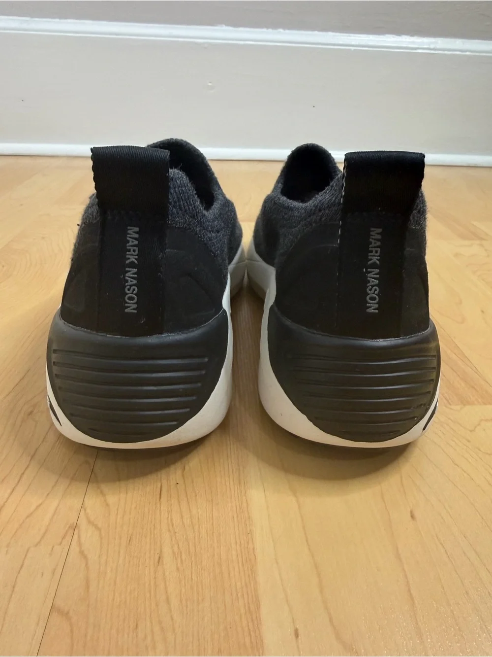 Mark Nason Charcoal Knit Slip-On Sneakers with White Midsole